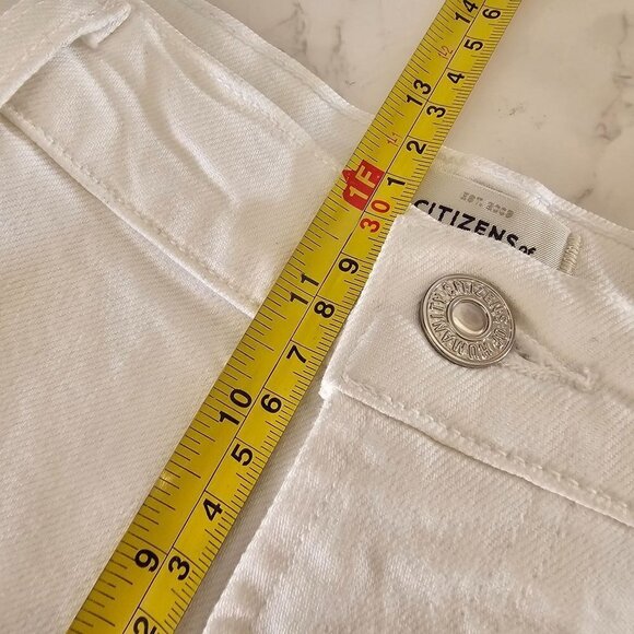 Citizens of Humanity Daphne‎ High-Rise Raw Hem Cropped Jeans White Women Size 33 - Picture 15 of 16